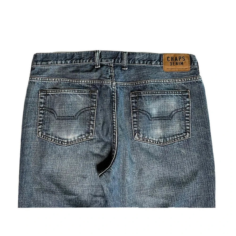 Mens Chaps Denim Straight Fit 100% Cotton Blue Jeans Size 38x32